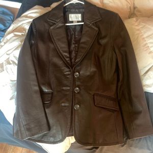 Worthington Brown Leather Blazer